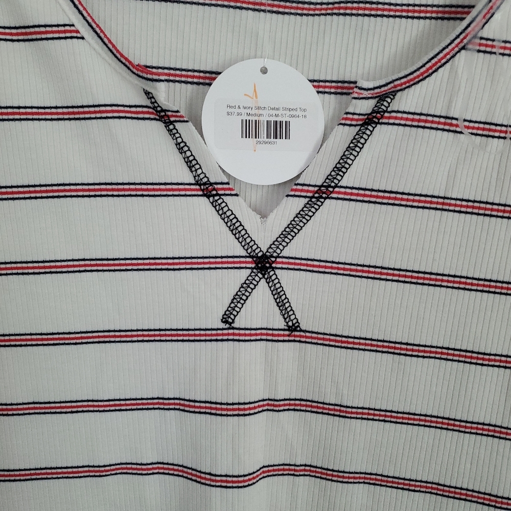 NWT Womens Staccato Red White And Blue Striped Shirt Medium 4th of july - Picture 3 of 6